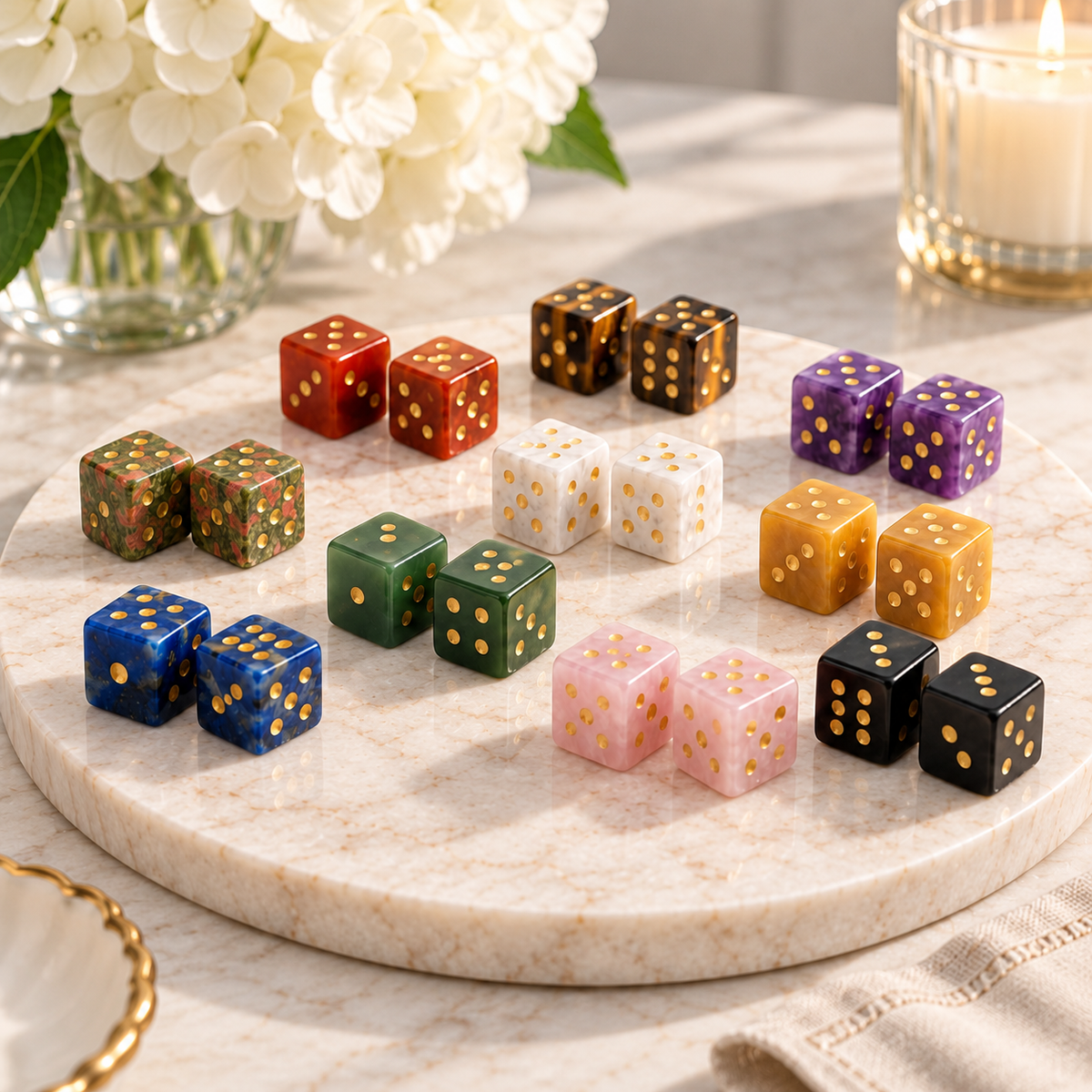 Natural Stone Dice - 2 Individual Dice